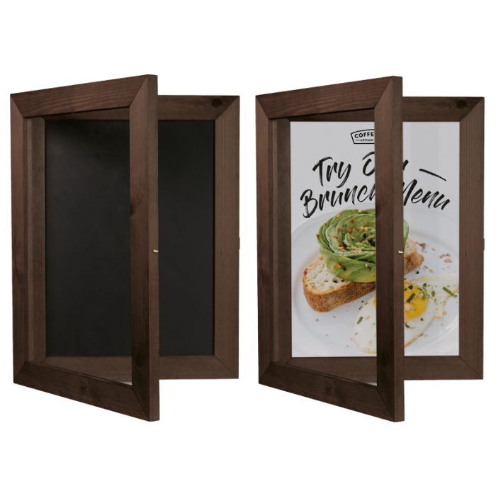Hinged Wood Poster Case with Chalkboard