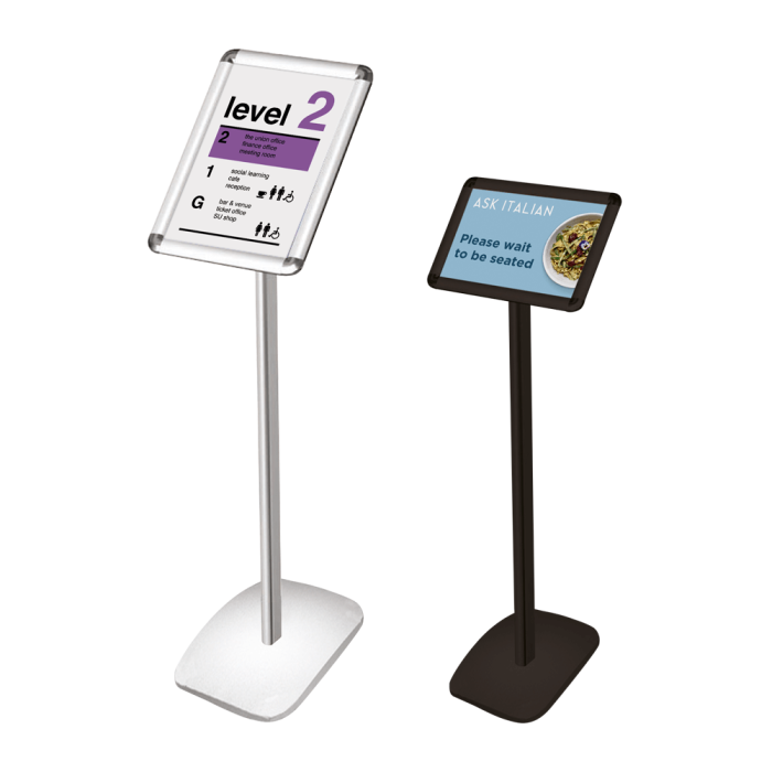 Freestanding poster frame for both portrait and landscape posters