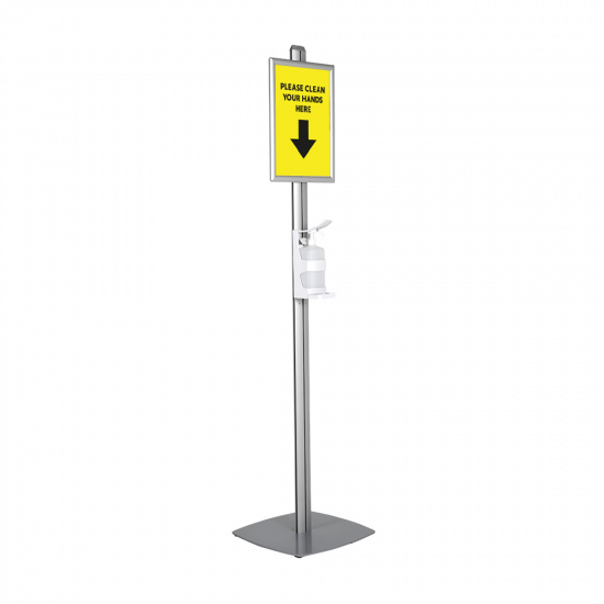 Freestanding Hand Sanitiser Dispenser Pump with optional A4 poster
