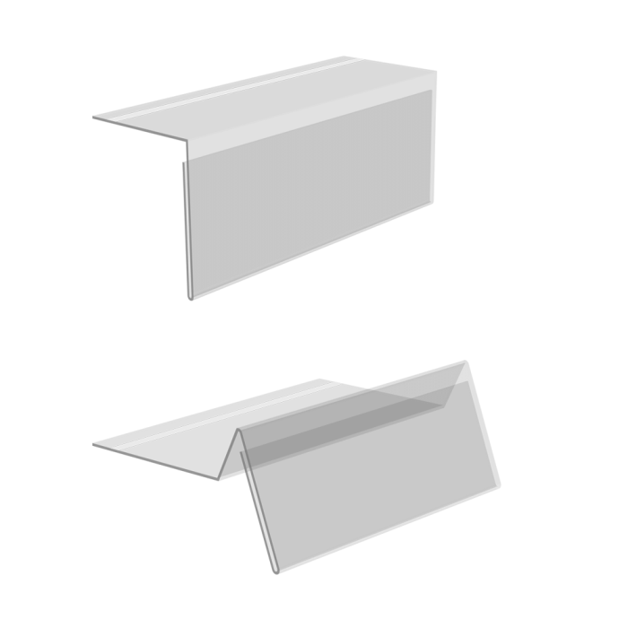 Angled Shelf Talker with either a 90° or 35° angled ticket face