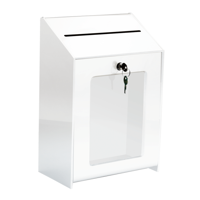 Lockable Suggestion Box with poster holder and two keys