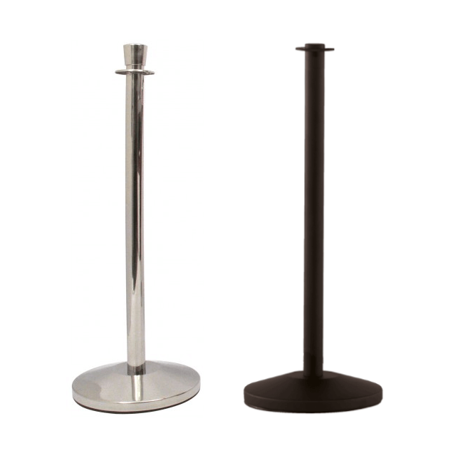 Rope Barrier Posts in a choice of black or chrome