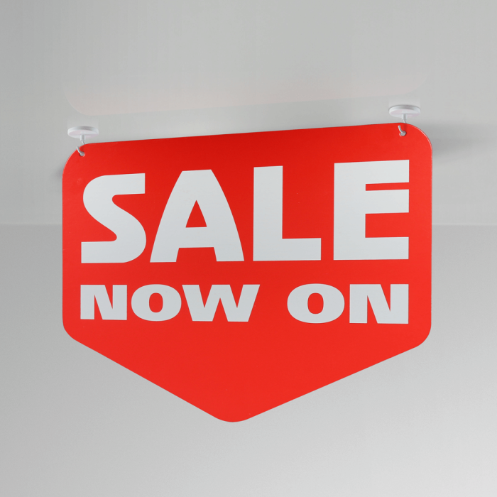 Sale Arrow Hanging Sign in use