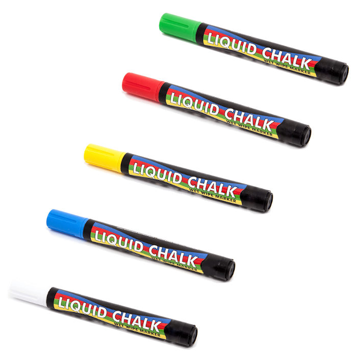Liquid chalk markers in various colours