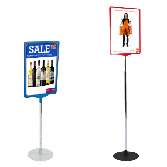 Small and Large Showcard Stands with Round Bases