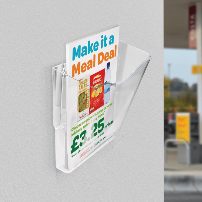 Wall Mounted A4 Leaflet Holder - stackable