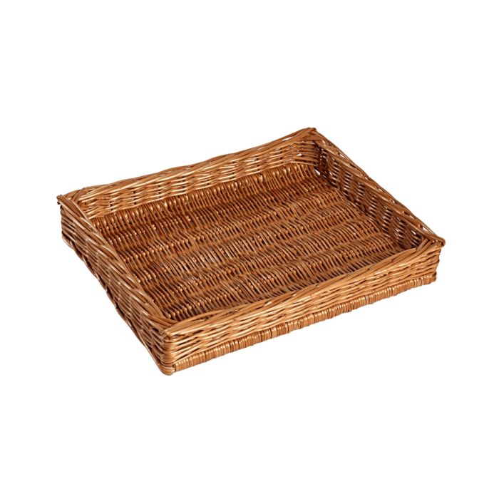 Wicker display basket (40cm W x 8cm H x 30cm L)