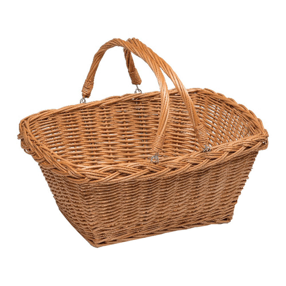 Wicker Shopping Baskets Folding Handles & Wooden Shopping Display Stand LARGE