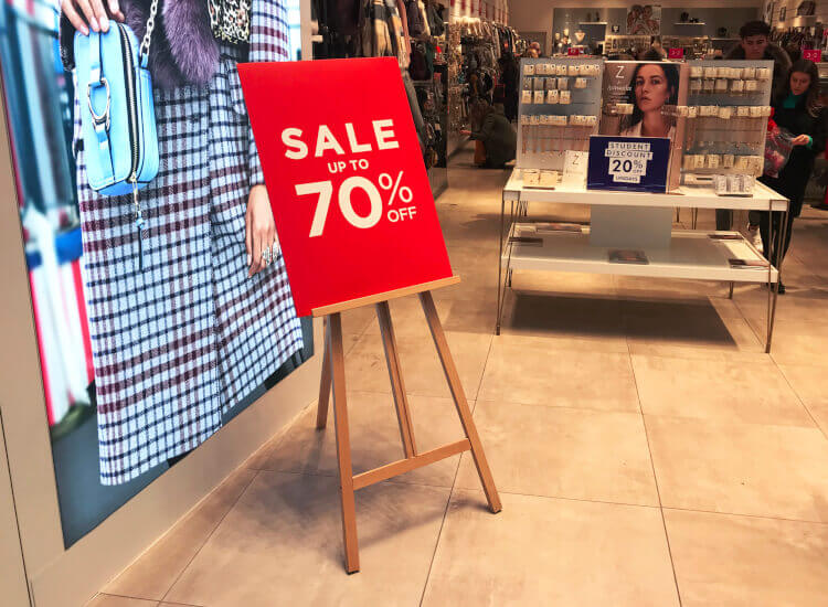 Easels as sign display stands