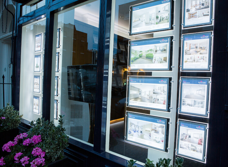 Estate agents window cable display