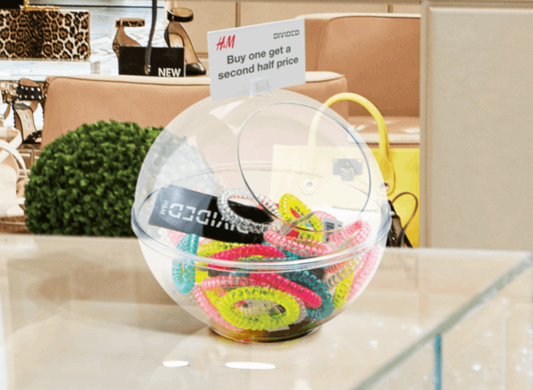 POS counter displays and shop counter display stands including this clear countertop merchandising tub
