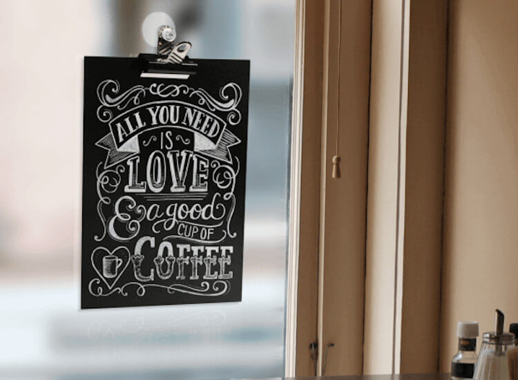 Window poster holders and window chalkboard signs