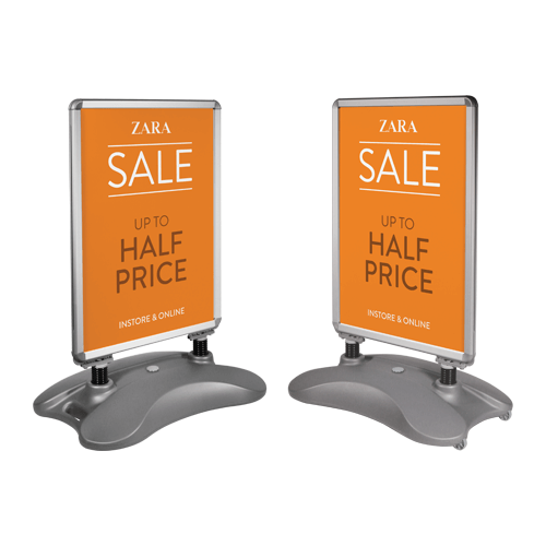 Double sided water base pavement sign