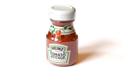 Glass bottle featuring the longstanding logo from Heinz