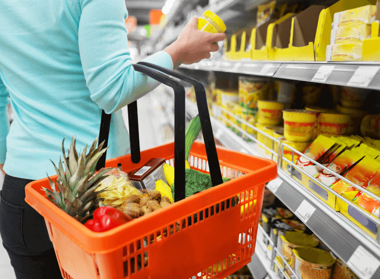 supermarket shelves