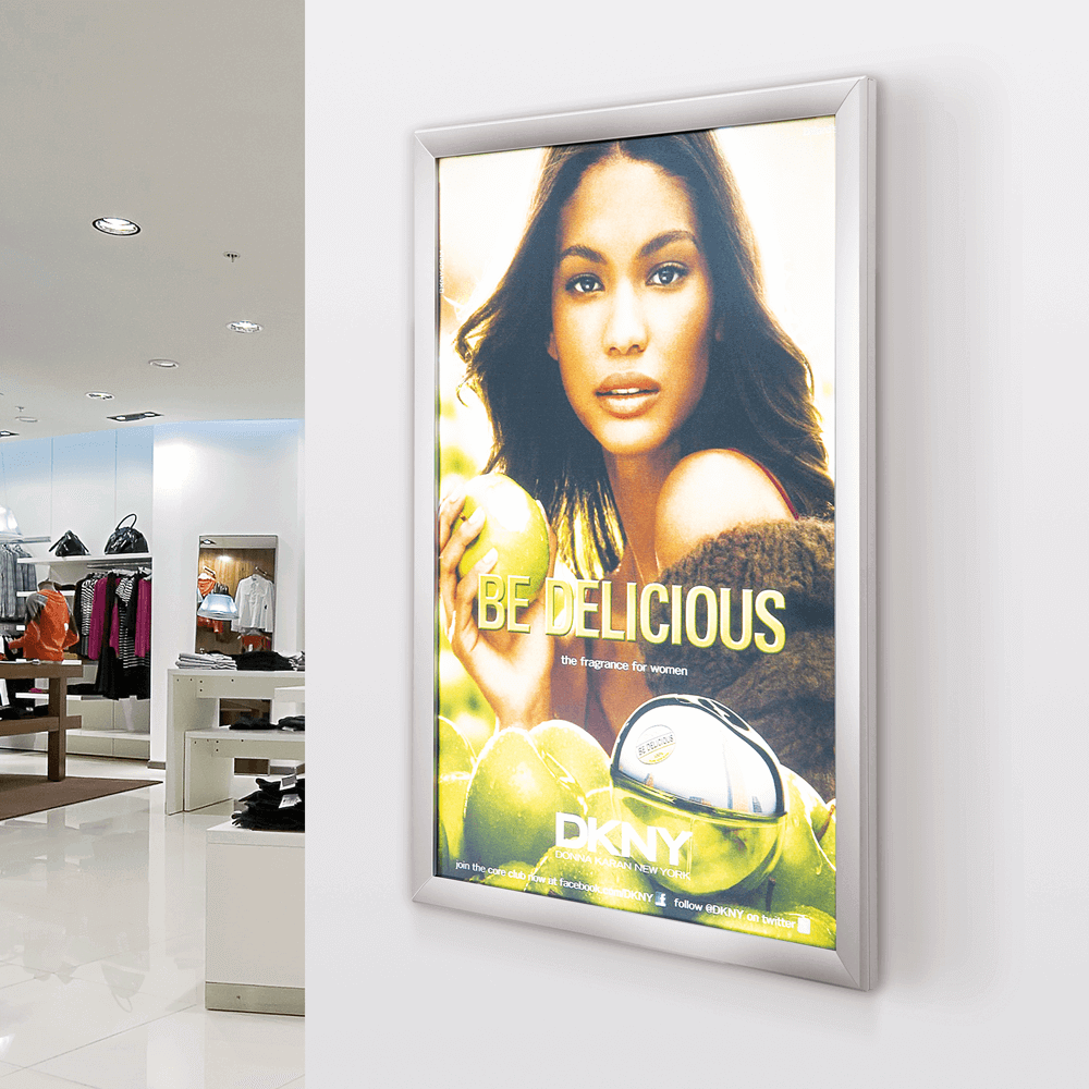Wall mounted sign holders in retail stores