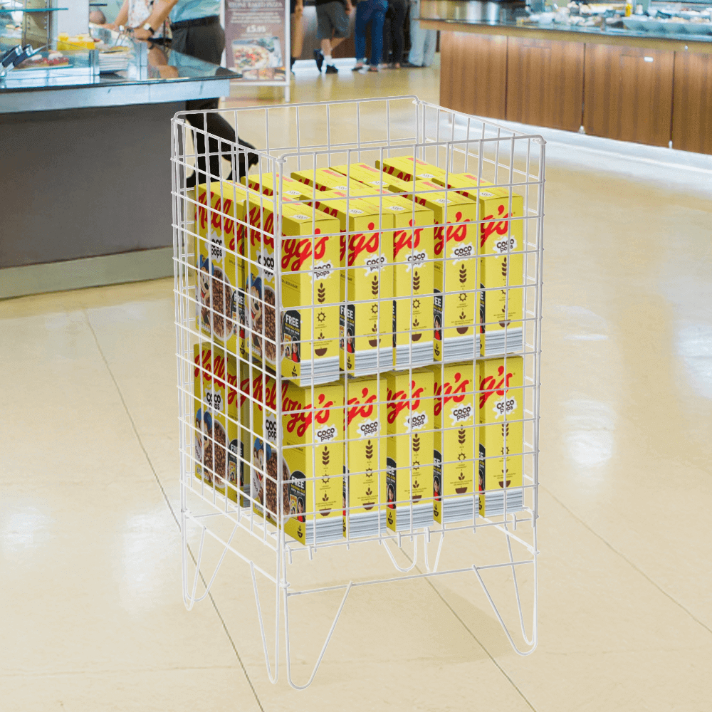 collapsible white dump bin for supermarkets