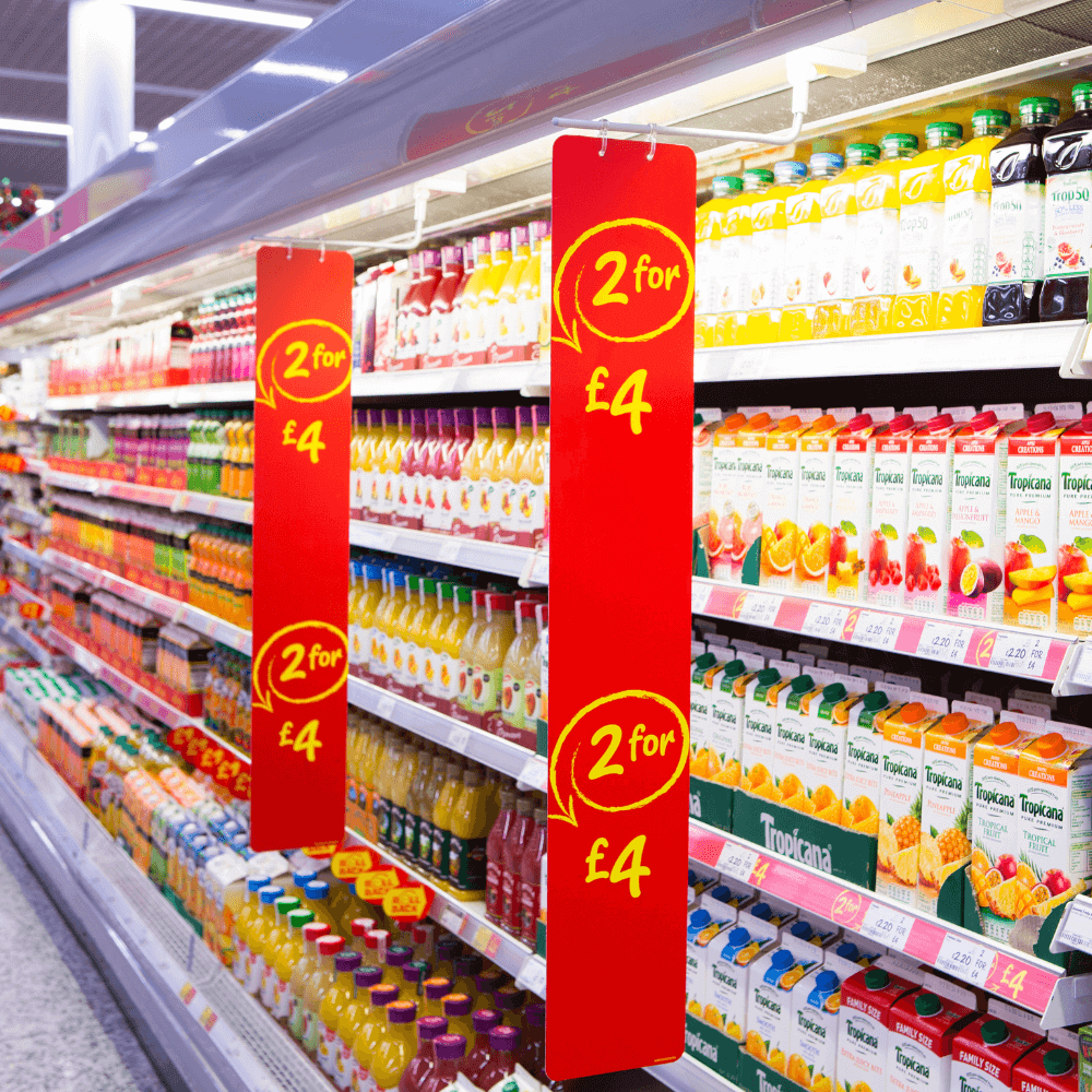 magnetic banner hanger for supermarket aisles