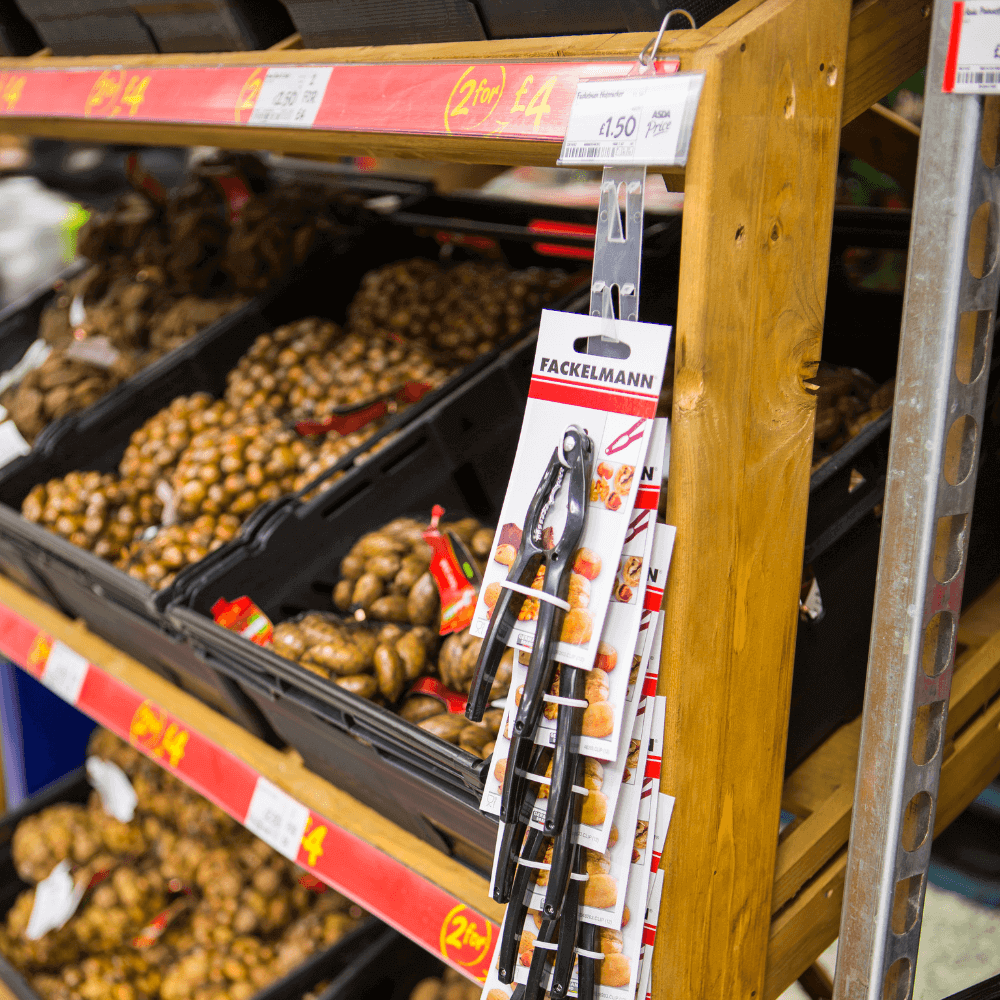 clip strips displaying nut crackers