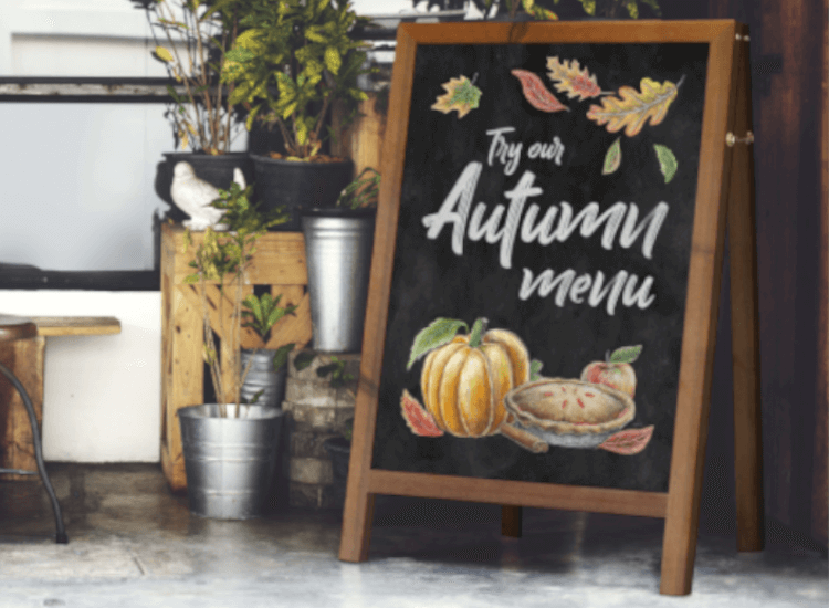 autumnal pavement sign display