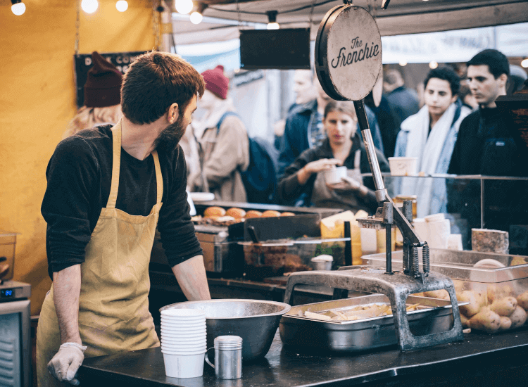 Queue for a food stall