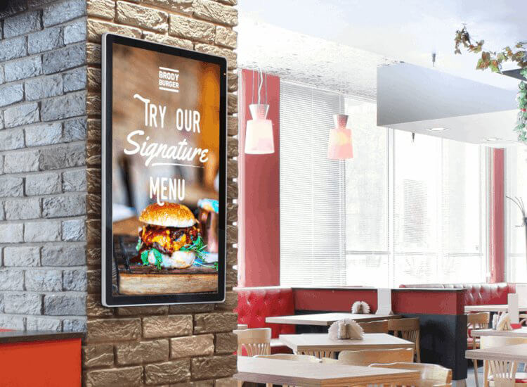 Digital menu display in a restaurant