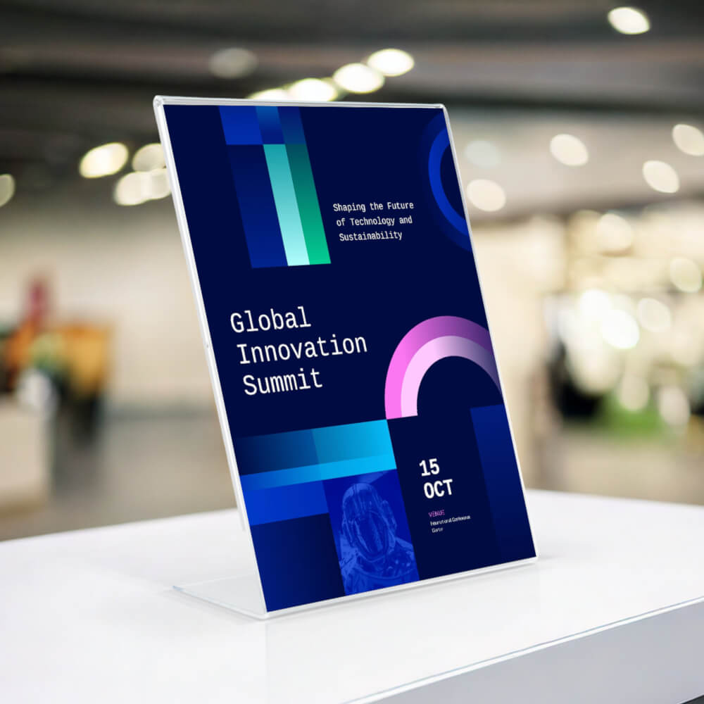 Acrylic sign holder for exhibition counters