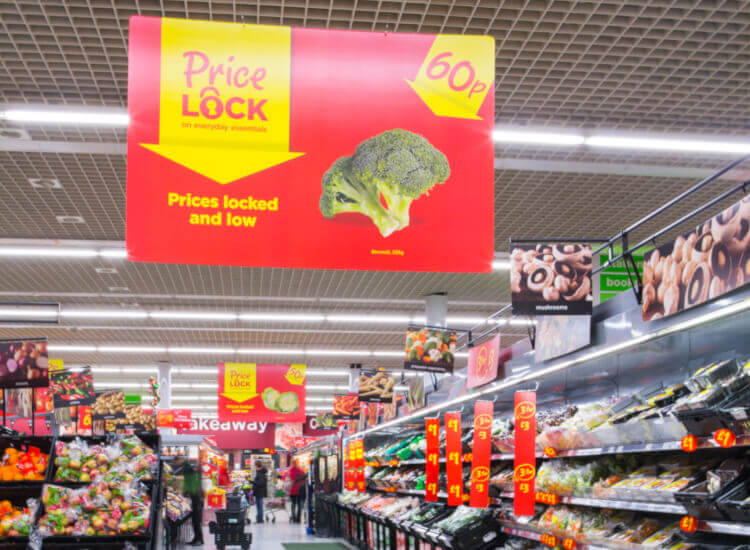 Overhead signage for pos marketing