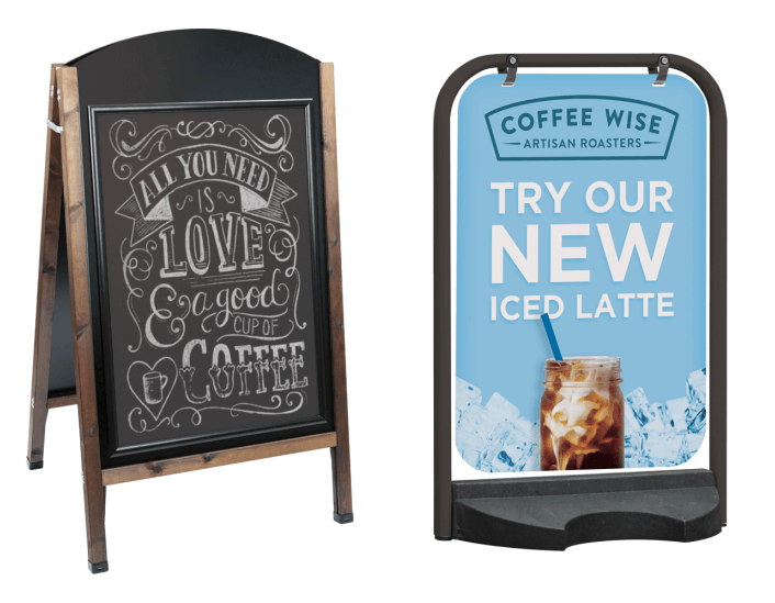 Pavement signs to target different shopper types in retail and hospitality