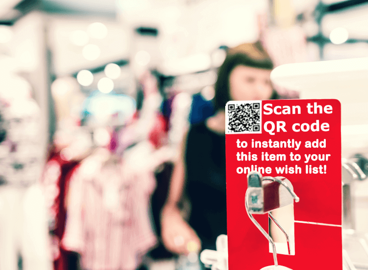 QR codes linking shoppers to further product details and increasing engagement from customers