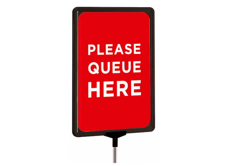 Please queue here sign