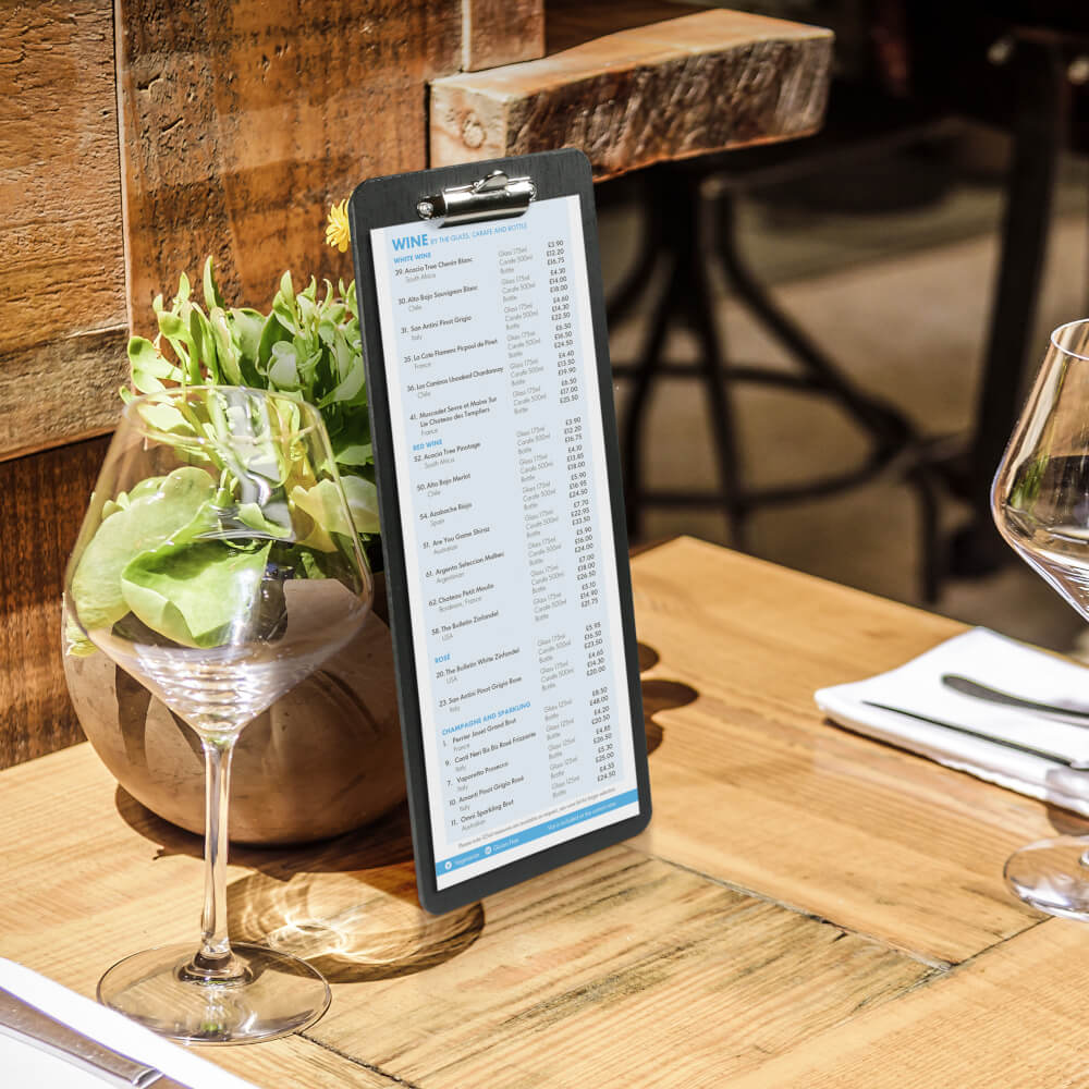 Wooden Wine List Clipboard