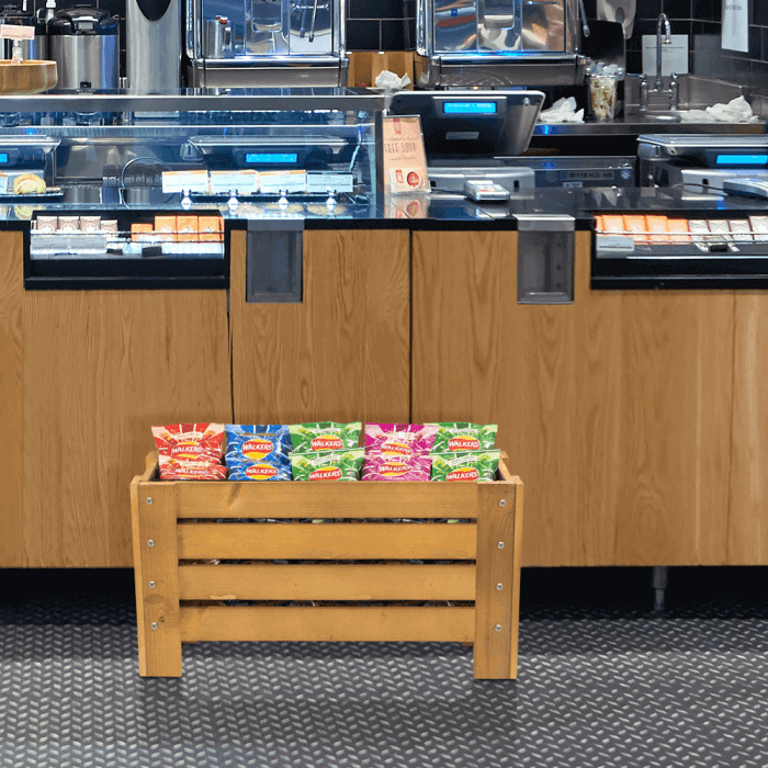 Wooden Crate Dump Bin for retail displays