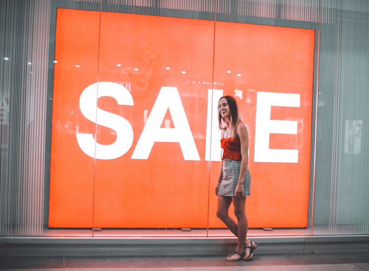 Sale sign to attract bargain hunter shopper types
