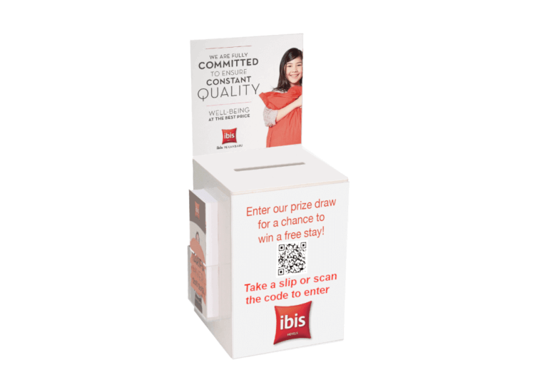 Suggestion box or competition entry box with QR code