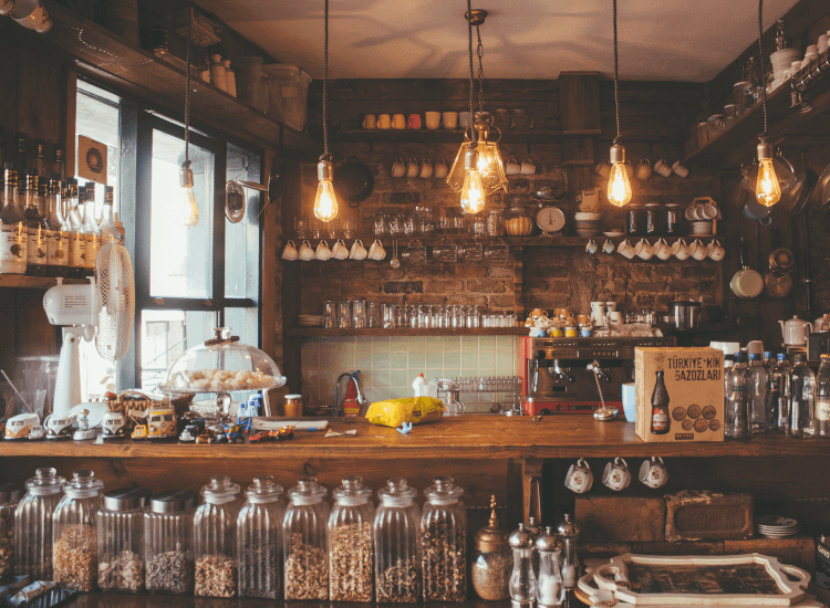 lighting in a cafe