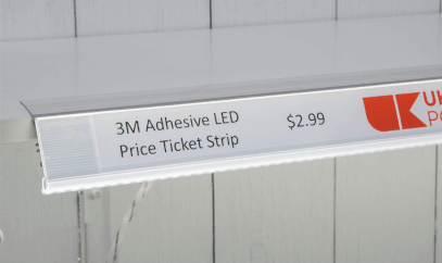 LED ticket strip for premium shelf lighting