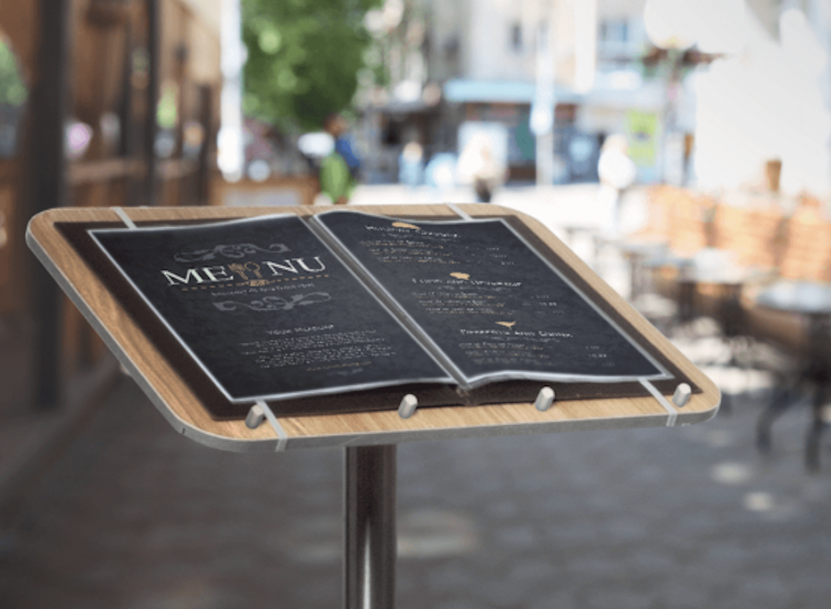 Restaurant outdoor menu stands, also known as restaurant podiums or host stands