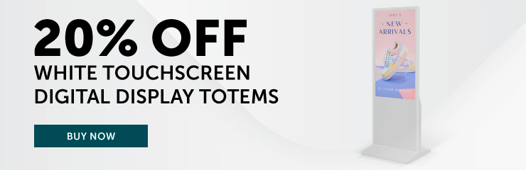 10% off white touchscreen digital displays