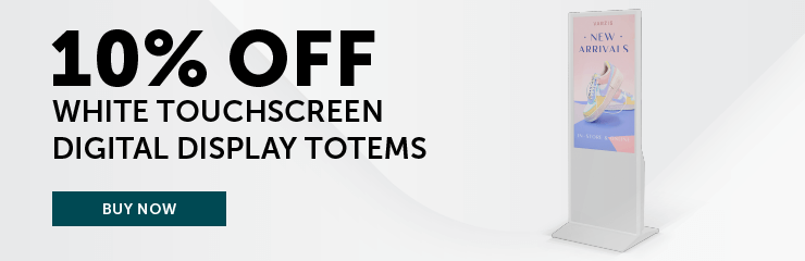 10% off white touchscreen digital displays