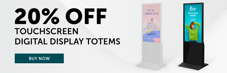 10% off 43" touchscreen digital displays