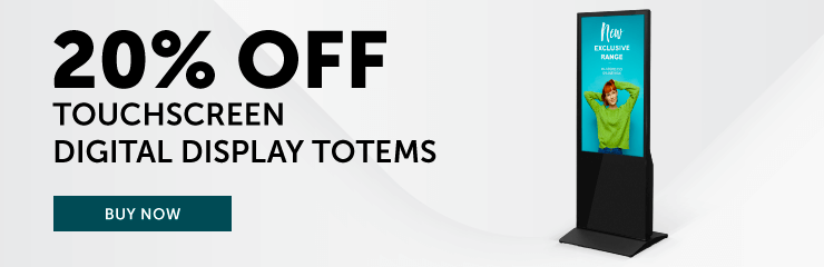 20% off 43" touchscreen digital displays