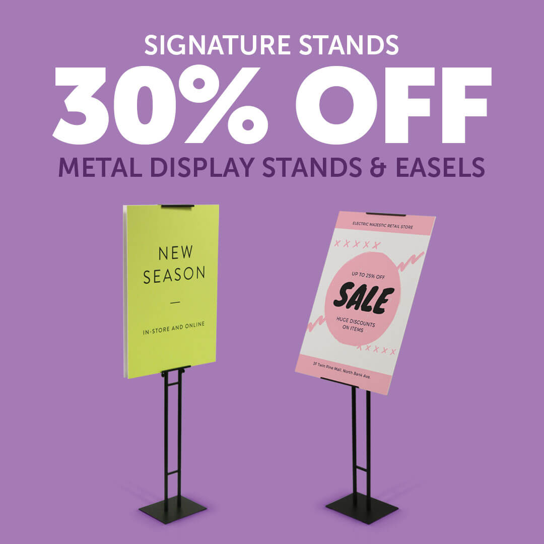 15% off metal easels and stands