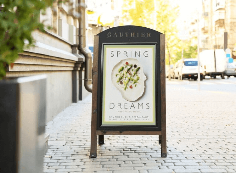 A boards, aka sandwich board pavement signage