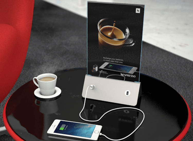 Cafe and bar phone charging station