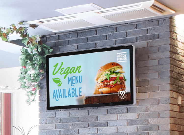 Digital display board ideas 2: posters advertising vegan menu options